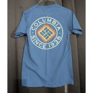 Columbia Sportswear Men's Light Blue T-Shirt Graphic Print Short Sleeve Size S